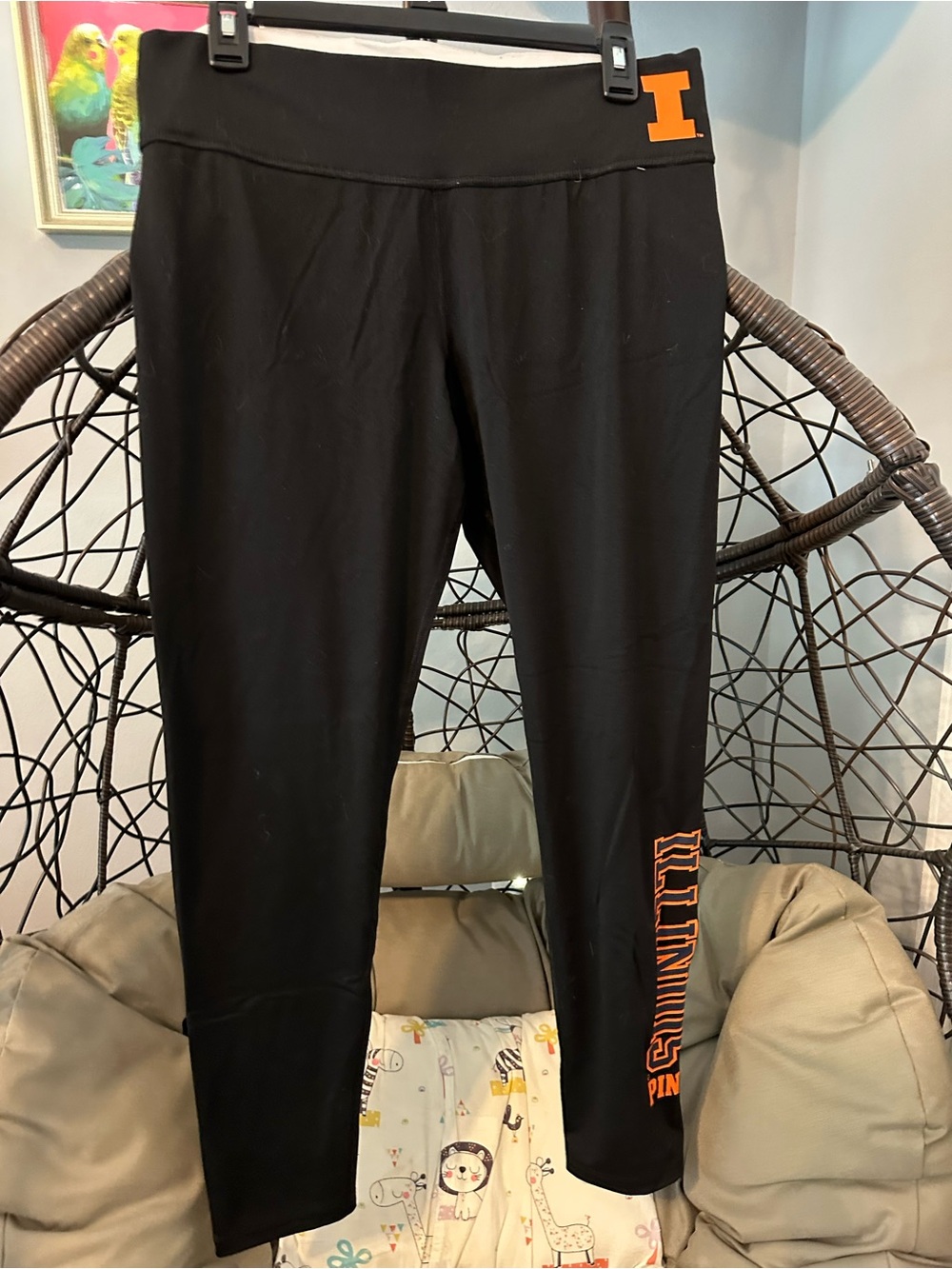 Black Leggings with Orange Illinois Logo